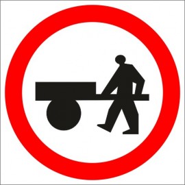 Znak drogowy B-12 zakaz wjazdu wózków ręcznych.