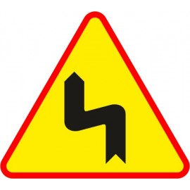 Naklejka znak ostrzegawczyA-4 Niebezpieczne zakręty, pierwszy w lewo