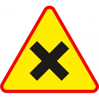 Naklejka znak ostrzegawczy A-5 Skrzyżowanie dróg równorzędnych