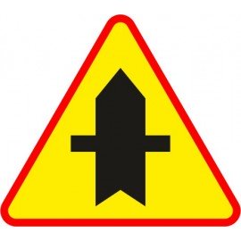 Naklejka znak ostrzegawczy A-6a Skrzyżowanie z drogą podporządkowaną występującą po obu stronach