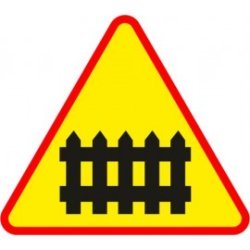 Naklejka znak ostrzegawczy A-9 Przejazd kolejowy z zaporami