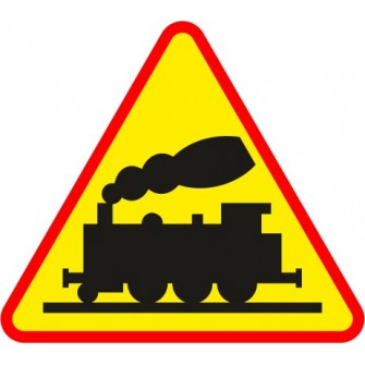 Naklejka znak ostrzegawczy A-10 przejazd kolejowy niestrzeżony, bez rogatek