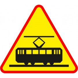 Naklejka znak ostrzegawczy A-21 Uwaga na tramwaj
