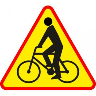 Naklejka znak ostrzegawczy A-24 Uwaga rowerzyści