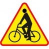 Naklejka znak ostrzegawczy A-24 Uwaga rowerzyści