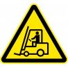 Naklejka znak ostrzegawczy Uwaga wózki widłowe 01