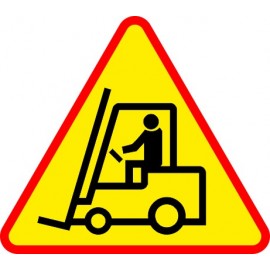Naklejka znak ostrzegawczy Uwaga wózki widłowe 02