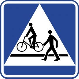 Naklejka znak informacyjny D-6b przejście dla pieszych i przejazd dla rowerzystów