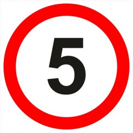 Znak drogowy B-33-5 ograniczenie prędkości (tu 5 km)