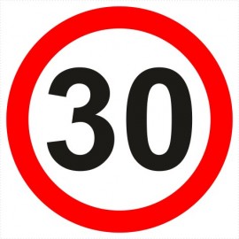 Znak drogowy B-33-30 ograniczenie prędkości (tu 30 km)