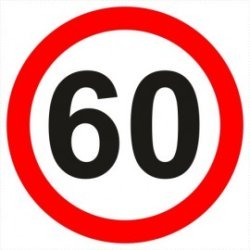 Znak drogowy B-33-60 ograniczenie prędkości (tu 60 km)