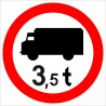 B-5a Zakaz wjazdu poj. ciężarowych o dopuszczalnej masie większej, niż określono na znaku (tu- 3,5 t)