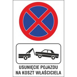 Naklejka zakaz zatrzymywania i postoju ZZP02 usuniecie pojazdu na koszt wlasciciela
