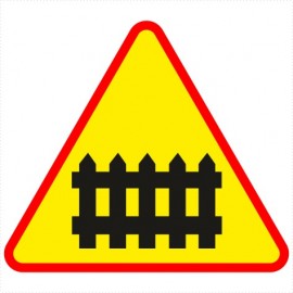 Znak drogowy Znak drogowy A-9 Przejazd kolejowy z zaporami.