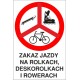 Naklejka zakaz jazdy ZJ01 Zakaz jazdy na rolkach, deskorolkach i rowerach