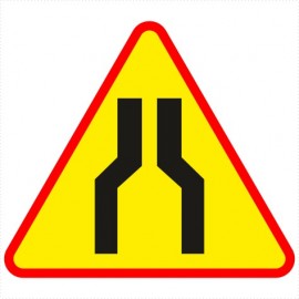 Znak drogowy A-12a Zwężenie jezdni - dwustronne.