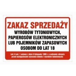 Naklejka zakaz sprzedaży papierosów e-papierosów ZSP03