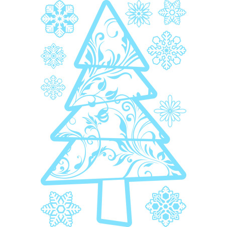 Naklejka na witrynę - W06B choinka 100x64cm