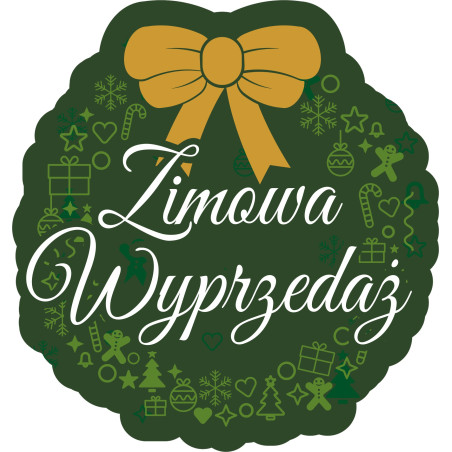 Naklejka na witrynę - W07C Zimowa wyprzedaż zielone święta