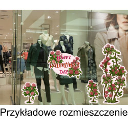 Naklejka na witrynę - W08A róże walentynki 100x47cm