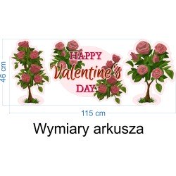 Naklejka na witrynę - W08B róże happy valentine 115x46cm