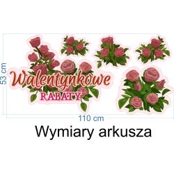 Naklejka na witrynę - W08D walentynkowe rabaty 110x53cm