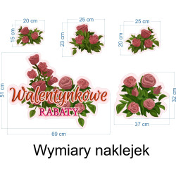 Naklejka na witrynę - W08D walentynkowe rabaty 110x53cm