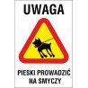 uwaga pieski prowadzić na smyczy UP03 wściekły pies