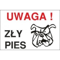 tabliczka zły pies ZP04 uwaga zły pies stuknięty pies