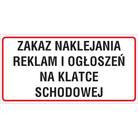 naklejka INZP16 zakaz naklejania reklam na klatce schodowej