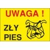 zły pies ZP05 uwaga zły pies stuknięty pies żółte tło