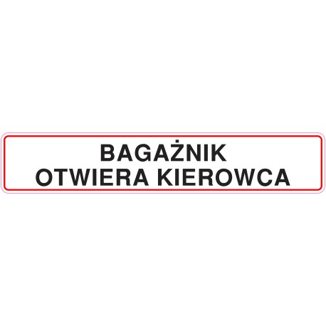 Naklejka WAE10 BAGAŻNIK OTWIERA KIEROWCA