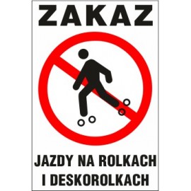 tabliczka zakaz jazdy ZJ02 zakaz jazdy na rolkach i deskorolkach