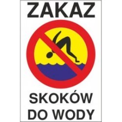 tabliczka zakaz skoków do wody ZK05 tło niebiesko żółte