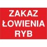 zakaz łowienia ryb ZŁ03 pozioma tabliczka napis na czerwonym tle