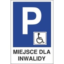 tabliczka znak parking P20 miejsce dla inwalidy