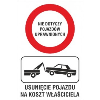 zakaz ruchu ZR01 nie dotyczy pojazdów uprawnionych usunięcie pojazdu