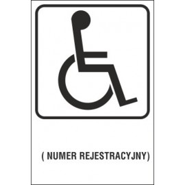 tabliczka - miejsce dla inwalidy MI01x numer rejestracyjny T-29