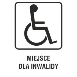 tabliczka - miejsce dla inwalidy MI02 miejsce dla inwalidy T-29