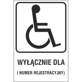 tabliczka  - miejsce dla inwalidy MI04x wyłącznie dla numer rejestracyjny T-29
