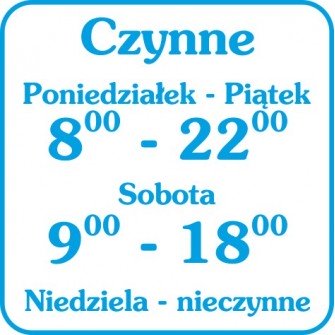 Napisy godziny otwarcia, czynne A02