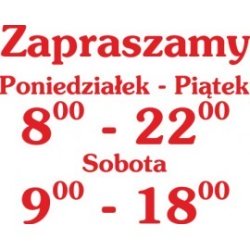 Napisy godziny otwarcia, czynne 40X30 - B14