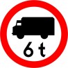 Naklejka B-5a Zakaz wjazdu poj. ciężarowych o dopuszczalnej masie większej, niż określono na znaku (tu- 6 t)