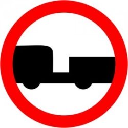Naklejka znak zakazu  B-7 zakaz wjazdu pojazdów silnikowych z przyczepą