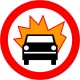 Naklejka B-13 zakaz wjazdu pojazdów z materiałami wybuchowymi lub łatwo zapalnymi