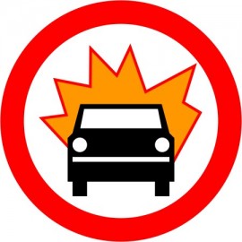Naklejka znak zakazu B-13 zakaz wjazdu pojazdów z materiałami wybuchowymi lub łatwo zapalnymi