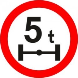 Naklejka znak zakazu B-19 zakaz wjazdu pojazdów o nacisku osi większym niż określono na znaku (tu- 5t)
