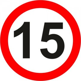 Naklejka znak zakazu B-33-15 ograniczenie prędkości (tu 15 km)