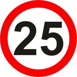 Naklejka znak zakazu B-33-25 ograniczenie prędkości (tu 25 km)