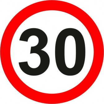 Naklejka znak zakazu  B-33-30 ograniczenie prędkości (tu 30 km)